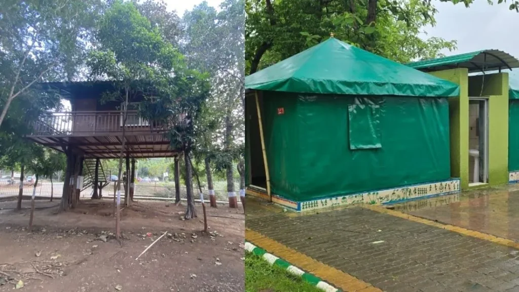 AC tree house stay at Kevdi Eco Tourism Campsite surrounded by greenery