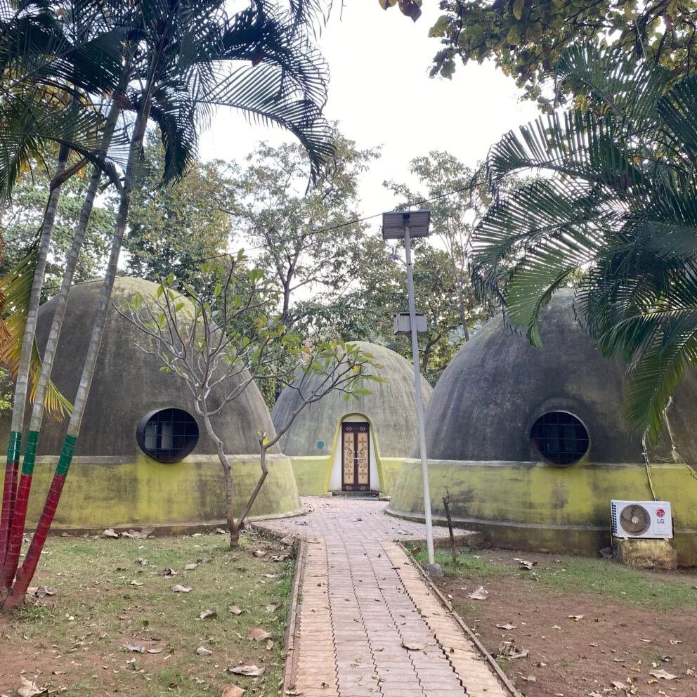 Kevdi Campsite dome house accommodation with forest backdrop